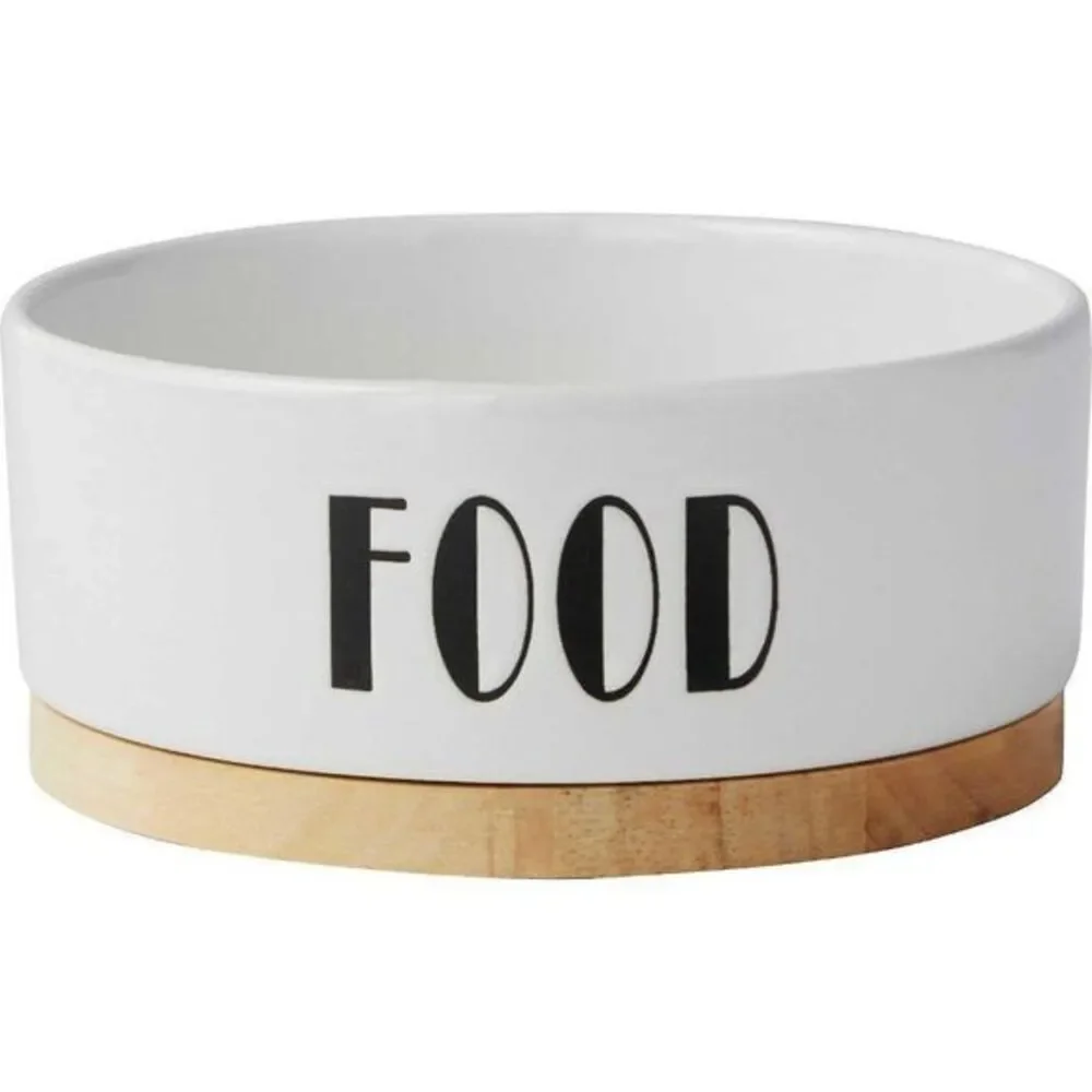 Bowl Pet Dog Ceramic Food Water‎ Dish Cat White Set Puppy 1.25 Cup